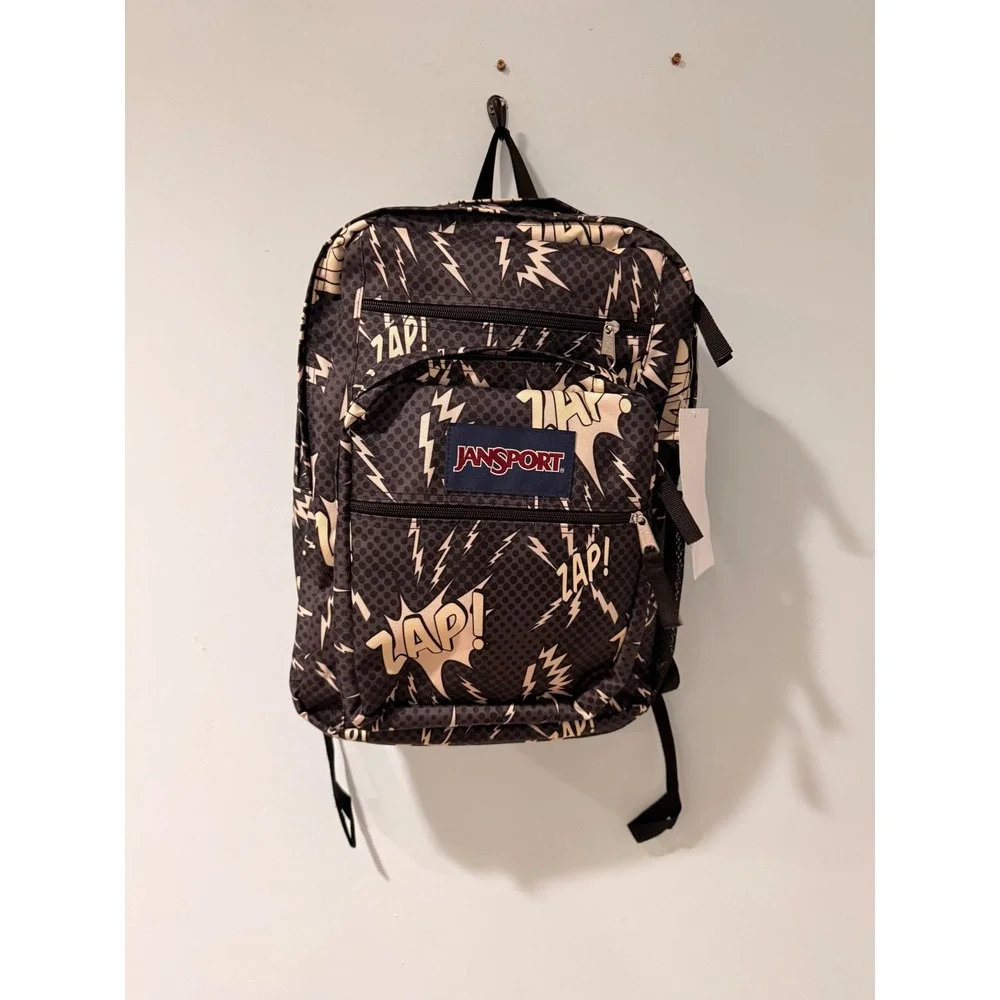 JanSport Big Student Backpack Zap Comic Print Black Grey 34L JS0A47JKA3H NWT